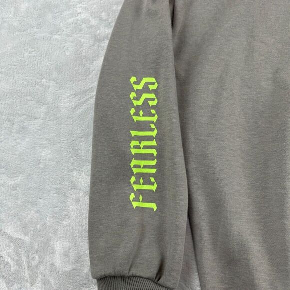 Snood Overside Hoodie Mens Small Grey Fearless Turtleneck Fleece Sweatshirt - Picture 7 of 14